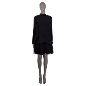 PROENZA SCHOULER black acetate CUT-OUT LAYERED Dress Size 2 XS